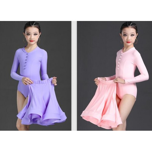 Children girls pink blue yellow white Latin dance dress Latin stage performance costumes for kids professional examination regulations Latin ballroom competition performance clothes